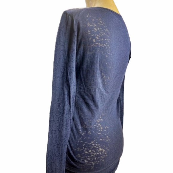 Mudd Navy Blue (Juniors) Sheer L/S Top Medium - Picture 2 of 8